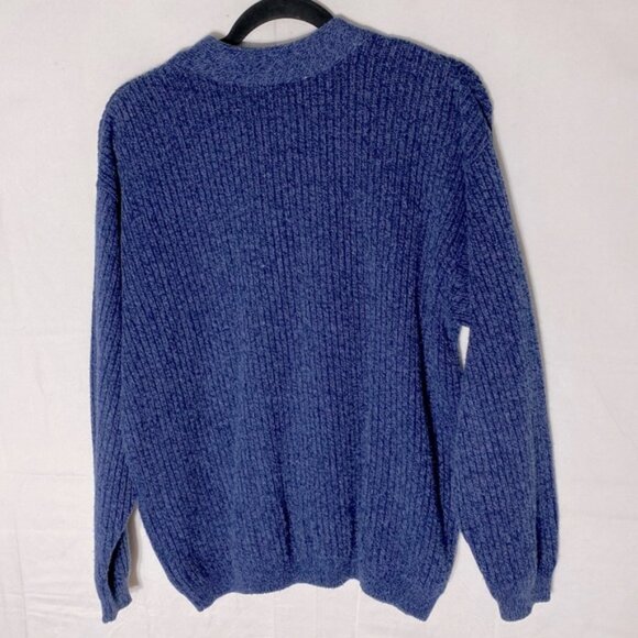 Vintage Northern Reflections Cottage Essentials Blue Ribbed Knit V Nk Sweater M - Picture 2 of 15
